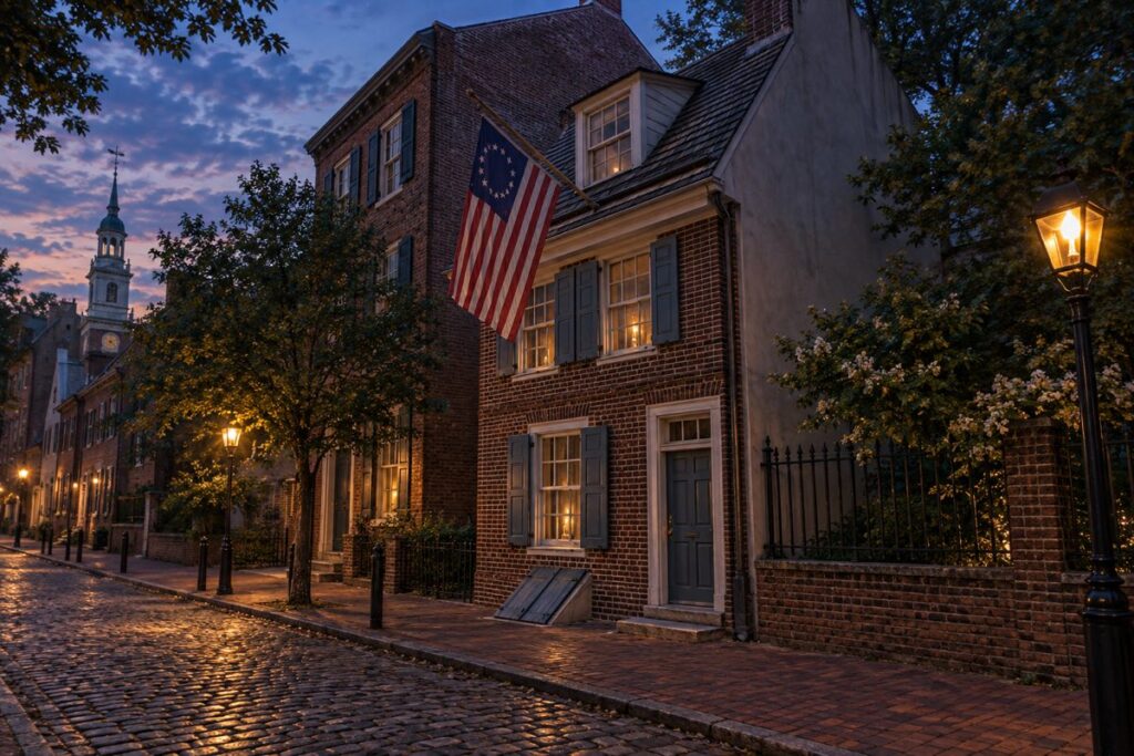 AI-created editorial interpretation of Betsy Ross House in Philadelphia