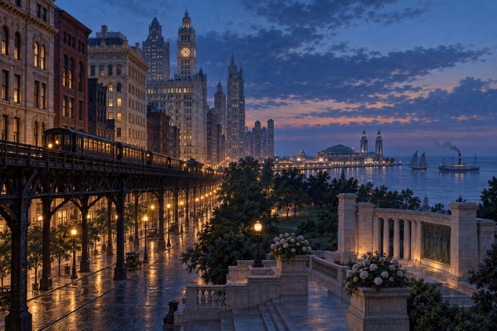 AI-created editorial interpretation of Chicago in Chicago
